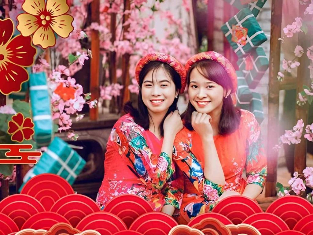 Khung ảnh Tết online là những khung ảnh thiết kế cho Tết Nguyên Đán