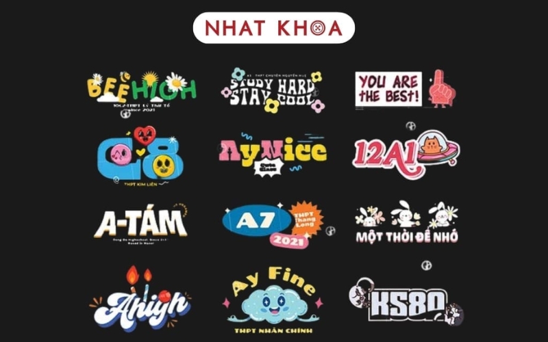 Chọn một font chữ có nét bo tròn kết hợp với icon nhỏ là đã có được logo lớp dễ thương