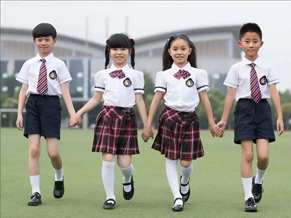 Áo sơ mi trắng là lựa chọn truyền thống và phổ biến nhất cho học sinh tiểu học