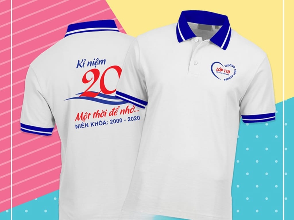 Áo thun in tên lớp và niên khóa là mẫu áo đồng phục họp lớp phổ biến