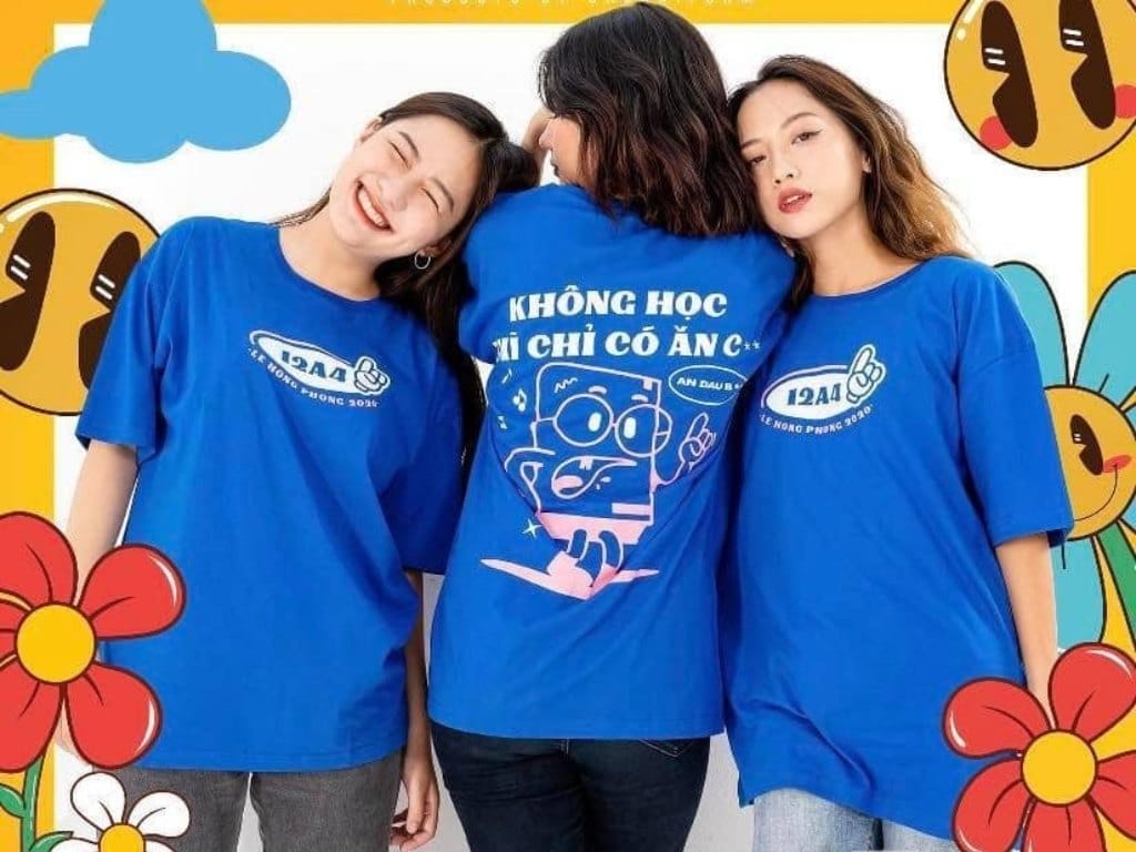 Áo thun cổ tròn được xem là mẫu áo lớp đẹp phổ biến