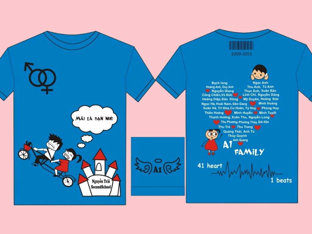 Mẫu áo in tên của tất cả các bạn và giáo viên chủ nhiệm sẽ là một kỷ vật vô giá