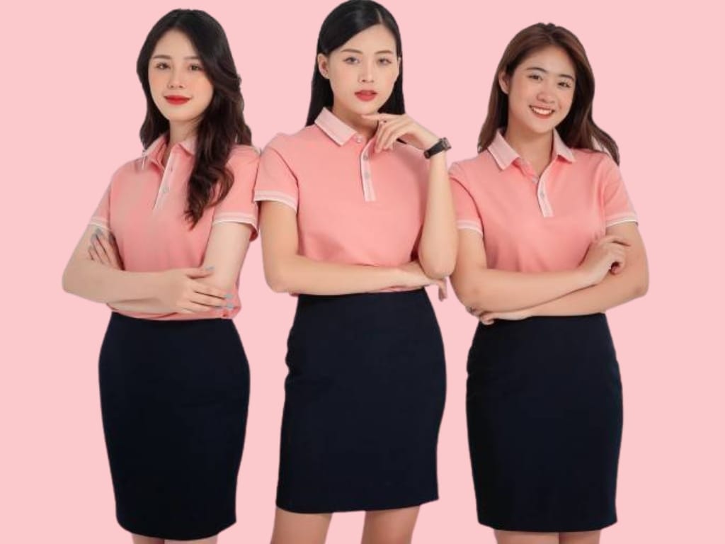 Thiết kế áo đồng phục màu hồng đơn giản sẽ mang lại sự thanh lịch hơn