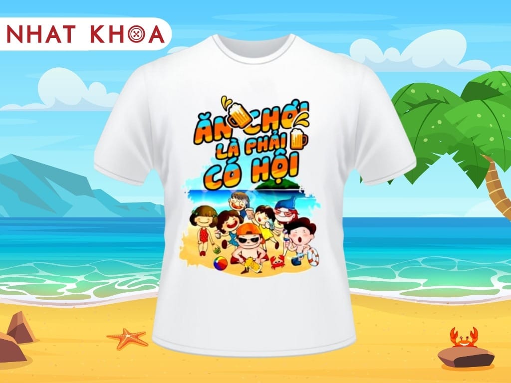 Mẫu áo hoa quả đi biển thiết kế riêng thể hiện rõ nét cá tính của tập thể