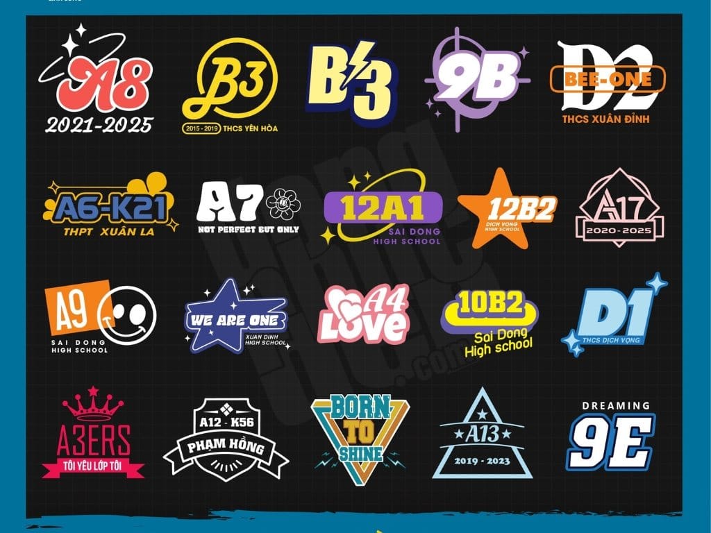 Mẫu logo lớp chủ đề tên lớp khẳng định bản sắc và sự tồn tại duy nhất của tập thể