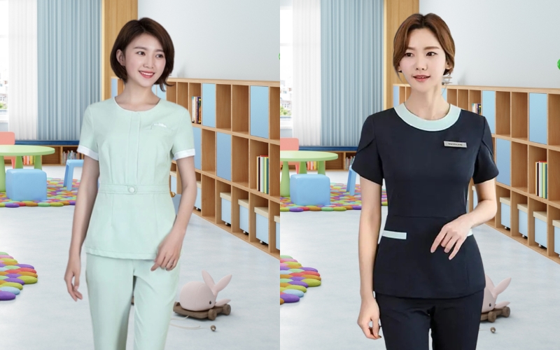 Đồng phục mầm non cổ tròn có thiết kế trẻ trung và dễ ứng dụng