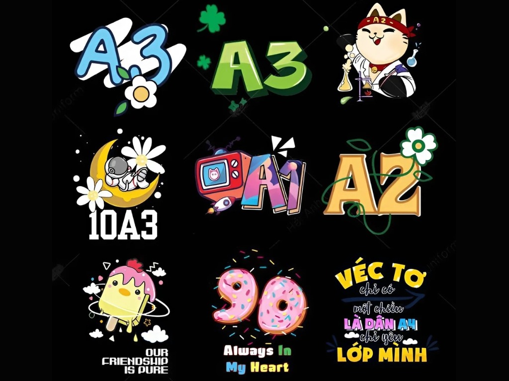 Logo áo lớp 10A3 phong cách dễ thương rất hợp với lứa tuổi học sinh