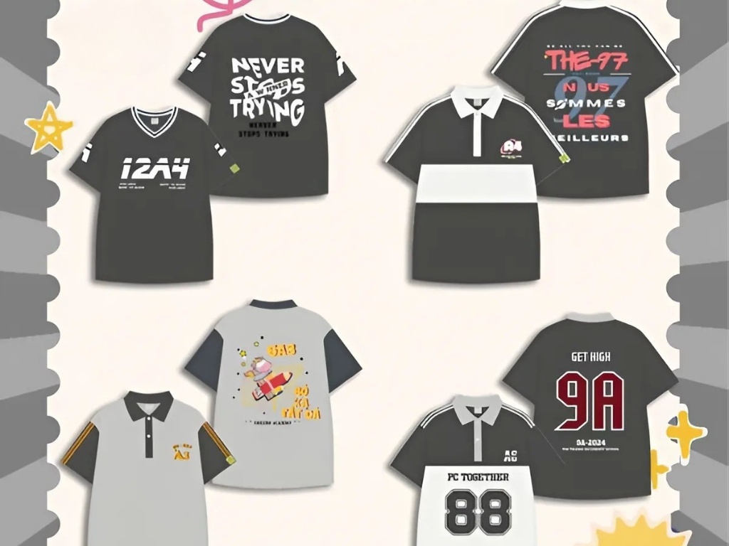 Bạn có thể thiết kế thêm slogan độc đáo để áo lớp màu xám thêm ấn tượng