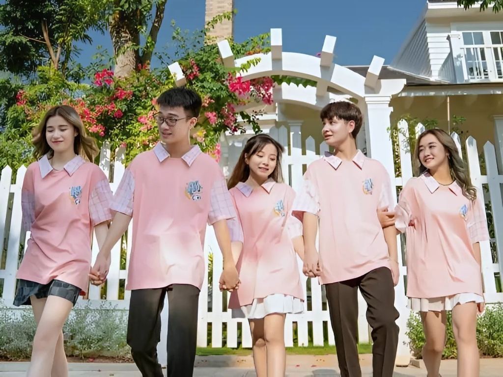 Bạn có thể kết hợp áo phông hồng cùng quần/váy màu đen/trắng