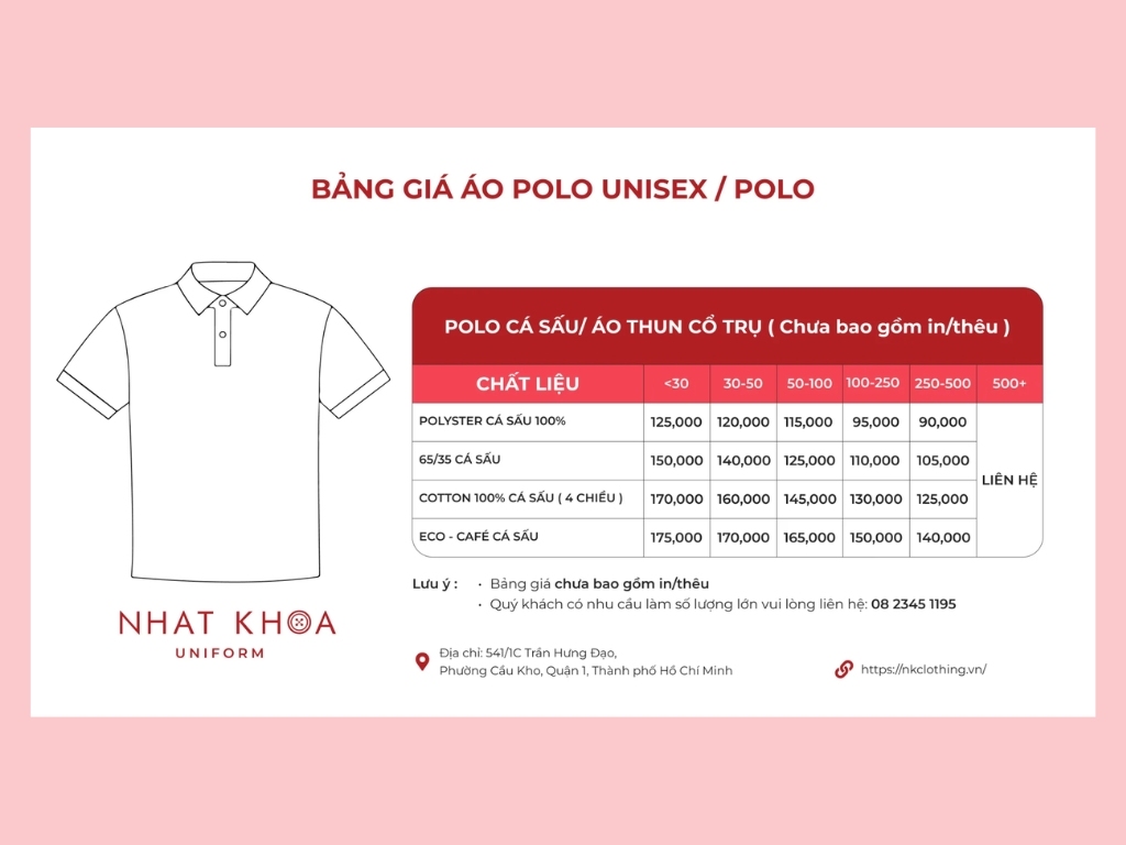 Bảng giá đặt in áo thun đồng phục lớp tại Nhất Khoa Uniform