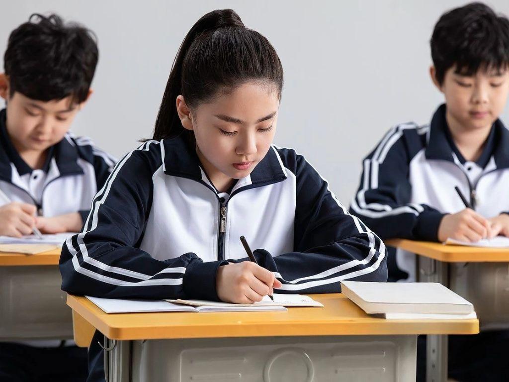 Bộ đồ thể thao học sinh Trung Quốc bao gồm áo khoác có khóa kéo phía trước