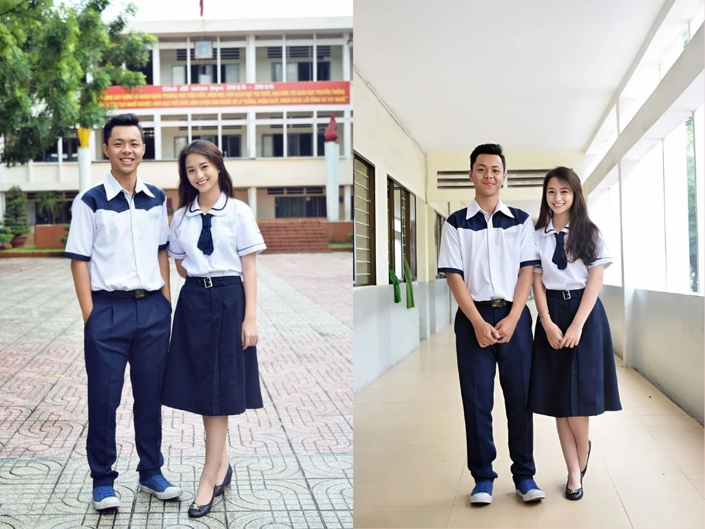 Đồng phục sơ mi học sinh kiểu vừa vặn giúp đảm bảo sự thoải mái khi vận động