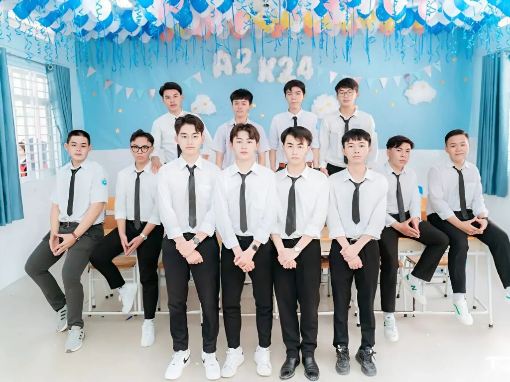 Bạn nên ưu tiên chọn form áo vừa vặn để tạo chỉn chu cho các bạn nam học sinh