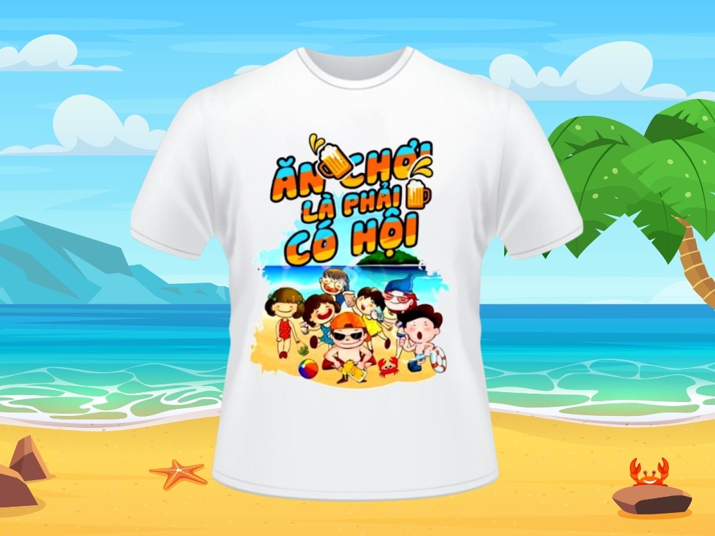 Áo in hình vẽ chibi phiên bản biển là mẫu áo nhóm đi biển vô cùng độc đáo