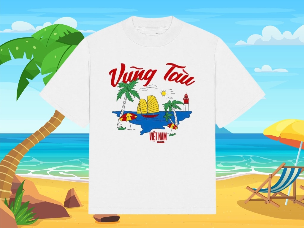 Áo nhóm in họa tiết vui nhộn liên quan đến biển rất phù hợp đi du lịch Vũng Tàu