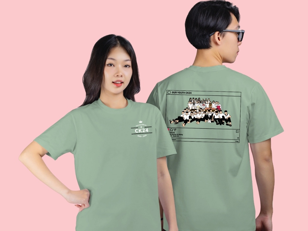 Mẫu áo đồng phục lớp in hình chibi mang đến sự độc đáo, vui nhộn