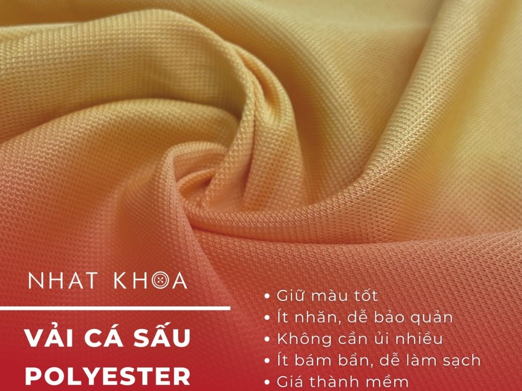 Vải cá sấu poly là loại vải được dệt pique hoàn toàn từ 100% sợi Polyester