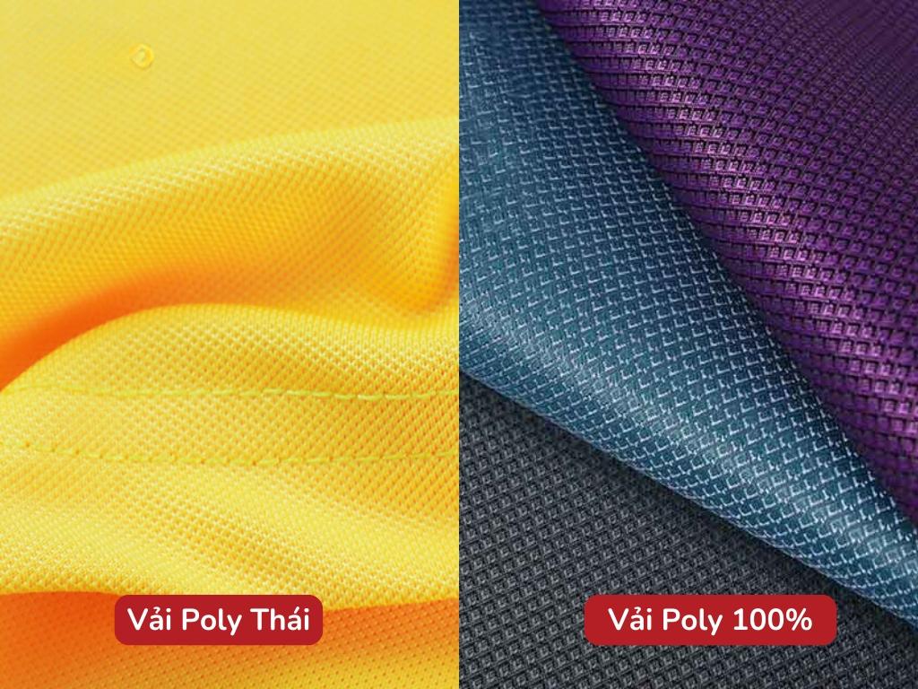 Vải poly thường có độ co giãn kém hơn chất liệu poly Thái