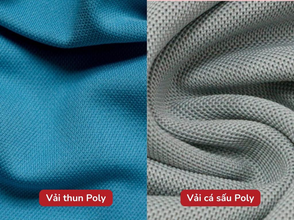 Điểm khác biệt giữa vải thun poly với vải cá sấu poly nằm ở cấu trúc dệt