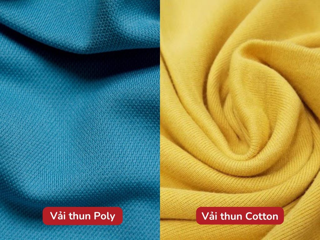 Sự khác biệt giữa vải thun cotton và thun poly nằm ở thành phần sợi cấu tạo