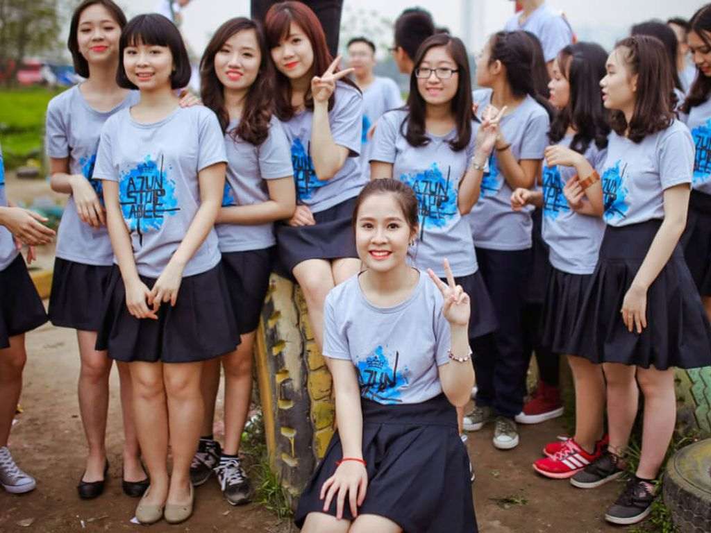 Thiết kế đồng phục áo phông học sinh thường thấy là dạng cổ tròn