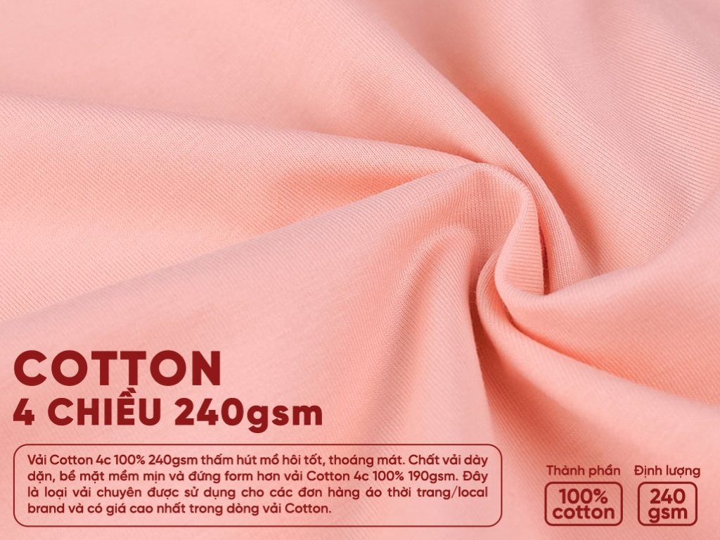 Vải cotton 4 chiều là loại vải có khả năng co giãn theo cả hai hướng