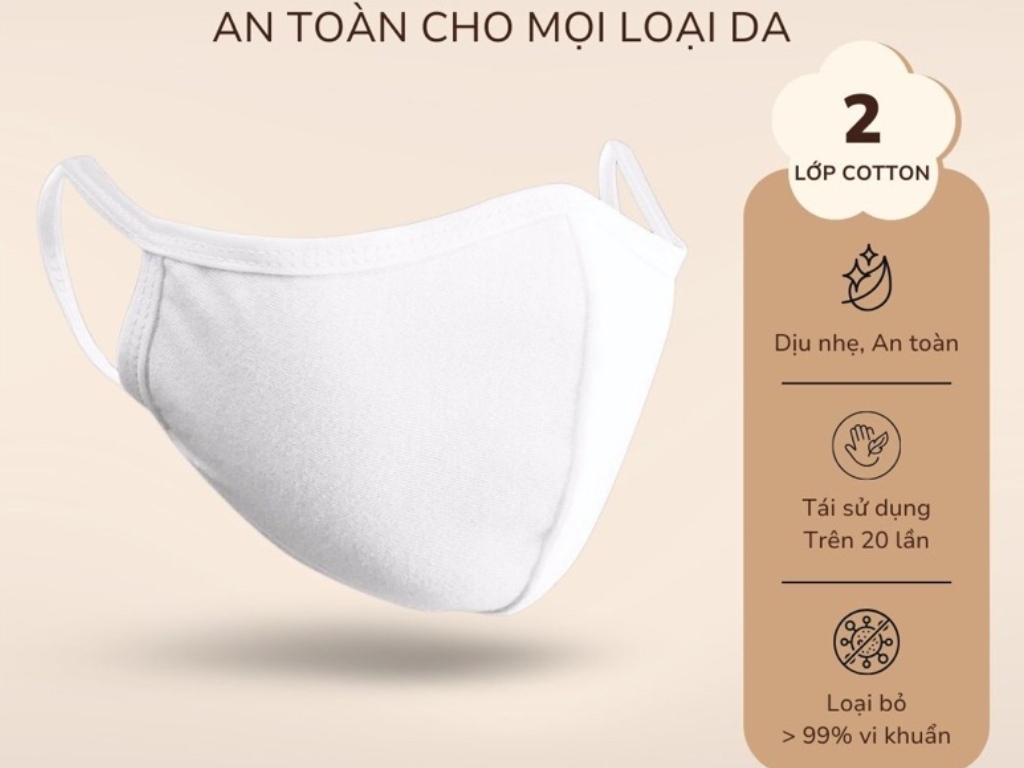 Khẩu trang vải cotton kháng khuẩn giúp ngăn chặn nhiễm khuẩn đường hô hấp