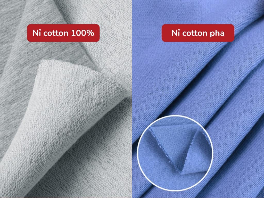 Phân biệt chất vải nỉ cotton và nỉ cotton pha