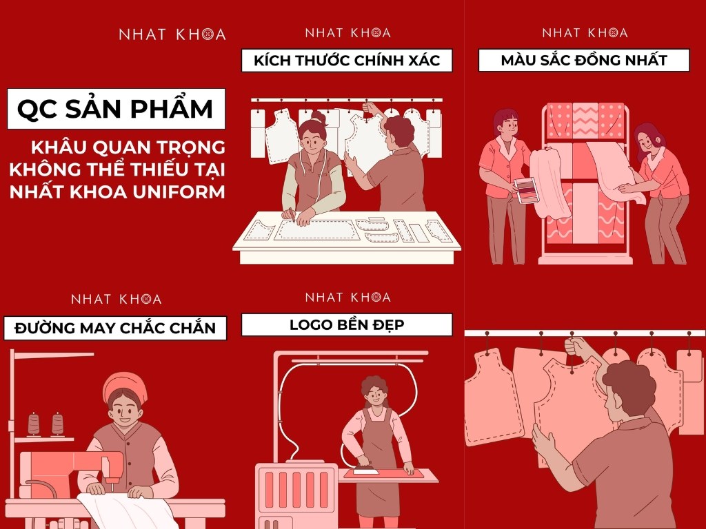 Quy trình QC chặt chẽ tại xưởng may in đồng phục Nhất Khoa