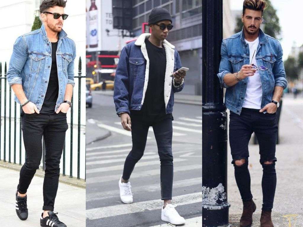 Bạn có thể phối thêm áo khoác jean với áo thun nam cách điệu