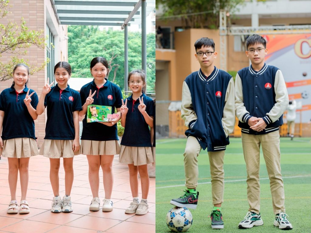 Đồng phục chính khóa mùa hè và mùa đông của trường Marie Curie Hà Nội