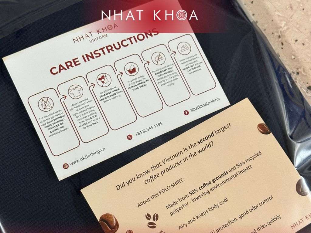 Nhất Khoa bỏ kèm giấy hướng dẫn sử dụng và bảo quản ở mỗi đơn hàng