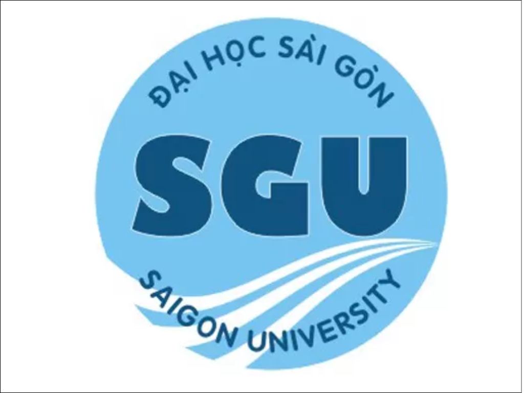 Logo của Đại học Sài Gòn có hình tròn với tông xanh nhạt