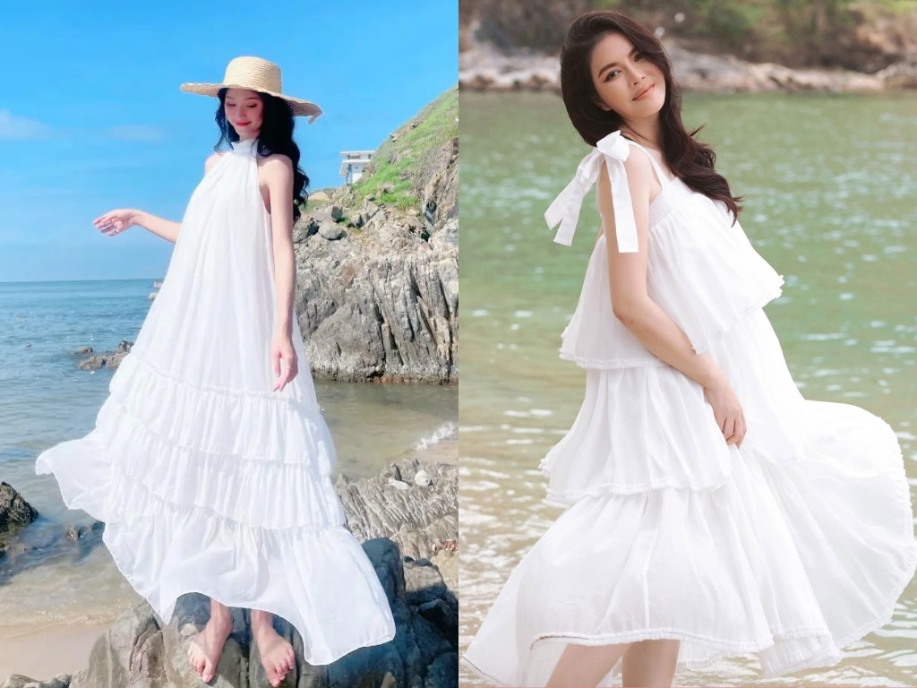 Đầm trắng đi biển mang đến vẻ ngoài bay bổng và vô cùng nữ tính
