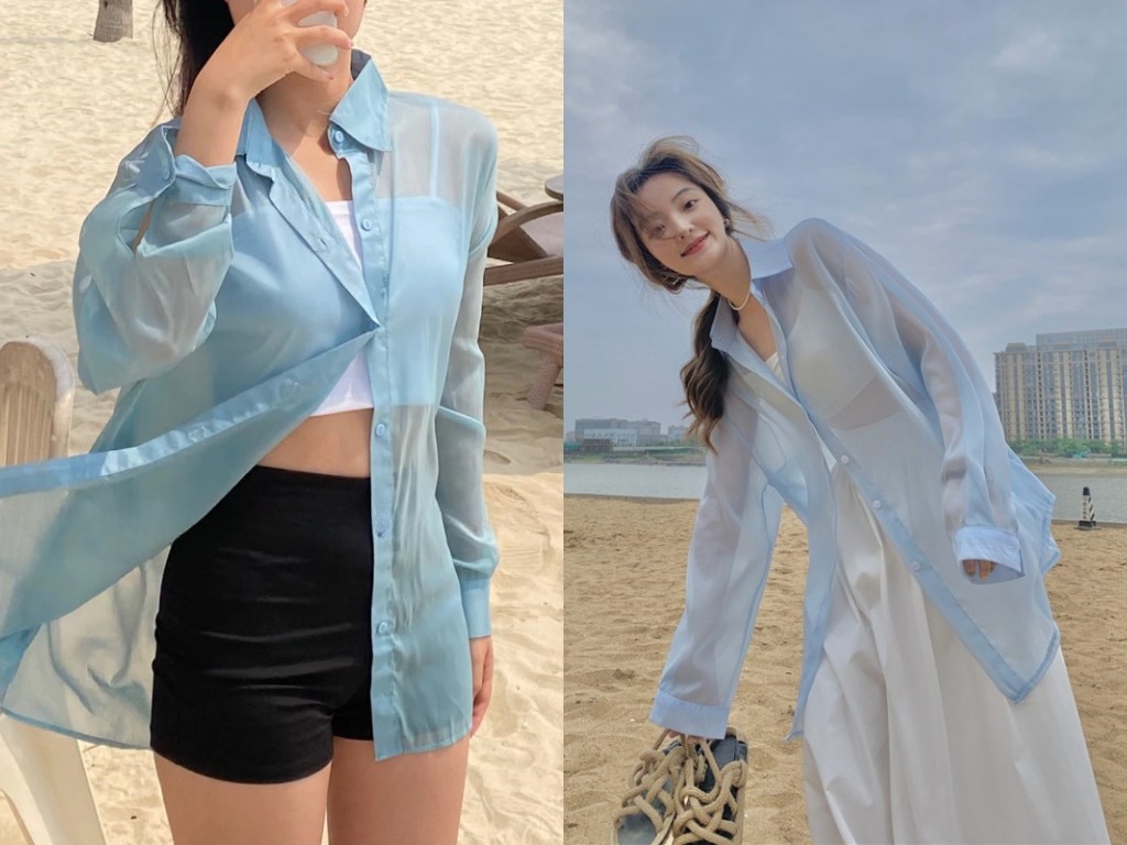 Sơ mi vải voan siêu mỏng tạo hiệu ứng xuyên thấu đầy cuốn hút