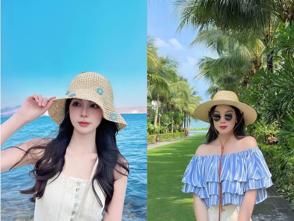 Nón cói vành rộng giúp tăng thêm phần phong cách cho set đồ biển của bạn