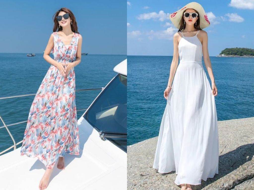 Váy liền là lựa chọn tối ưu khi mix đồ đi biển