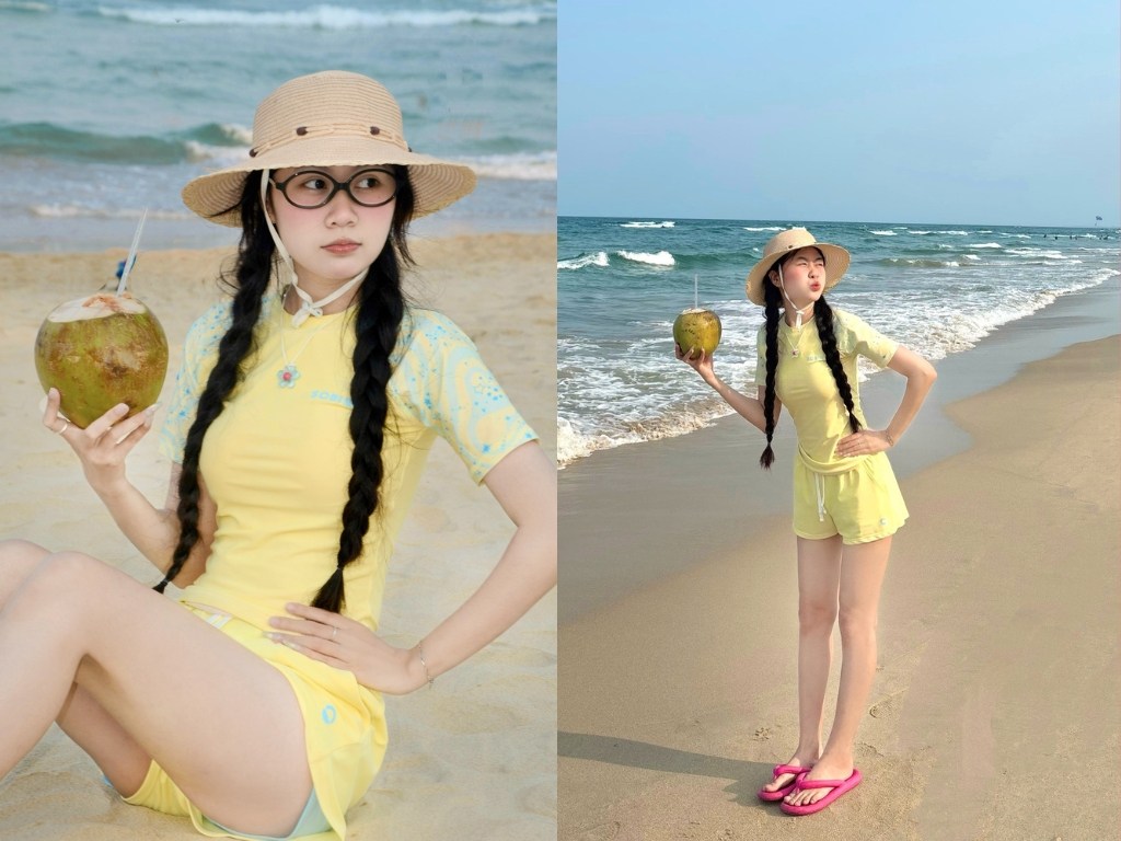 Nón rộng vành là điểm nhấn thời trang cho set đồ mặc đi biển