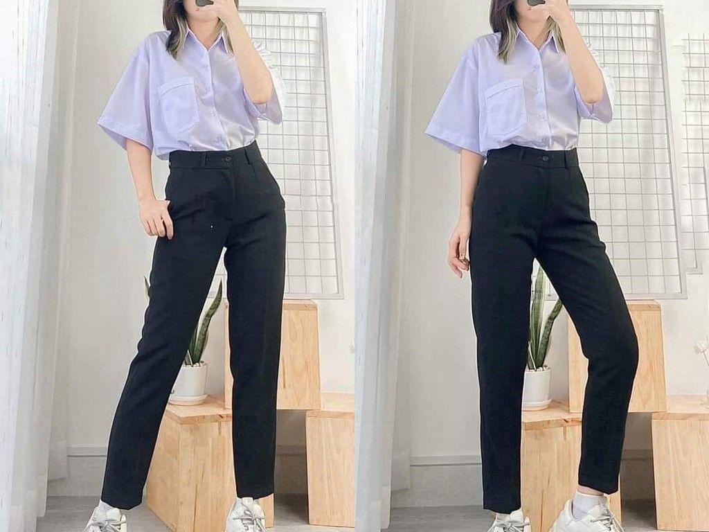 Sự kết hợp giữa màu xanh navy hoặc xanh đen của quần giúp trẻ đẹp hơn