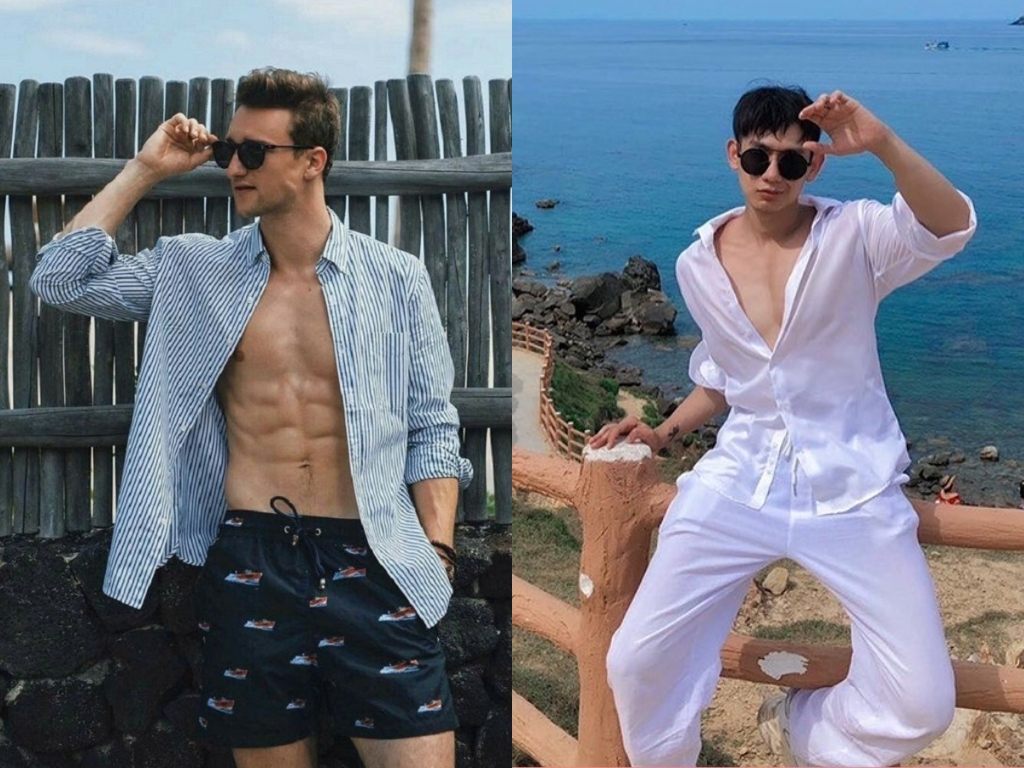 Bạn có thể phối đồ đi biển nam với kính tâm để bảo vệ mắt và tăng thêm độ "ngầu"