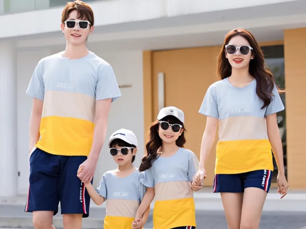 Ao thun cap gia dinh kiểu cổ tròn mang đến vẻ trẻ trung và năng động