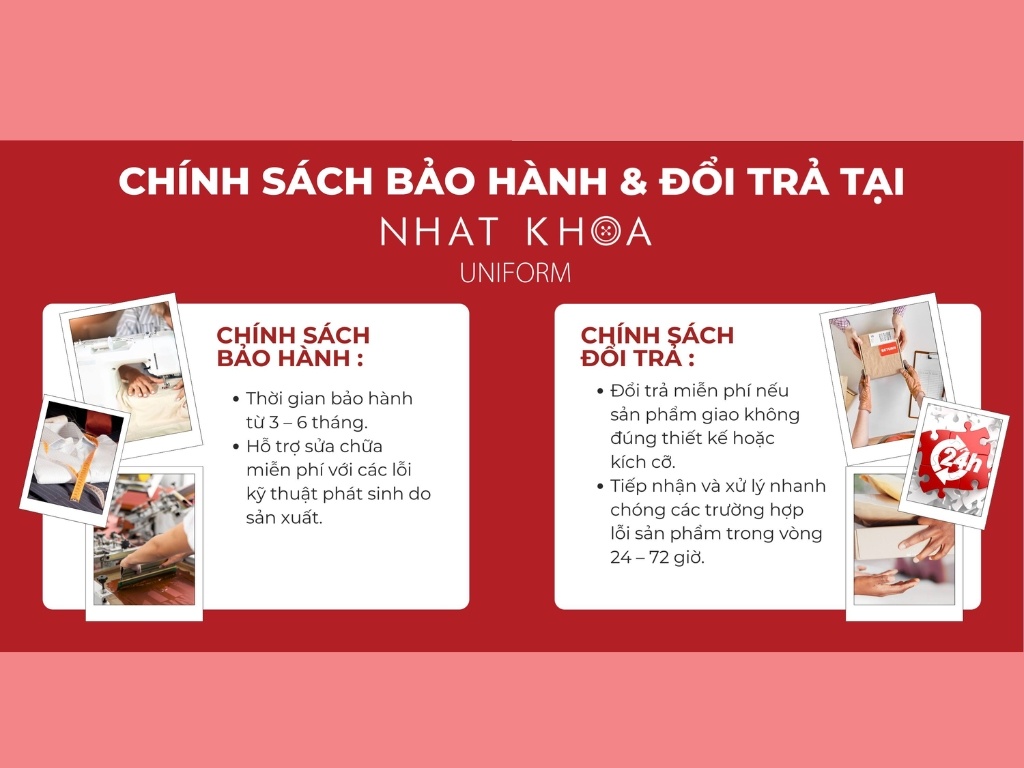 Chính sách bảo hành và đổi trả khi đặt may đồng phục tại Nhất Khoa Uniform