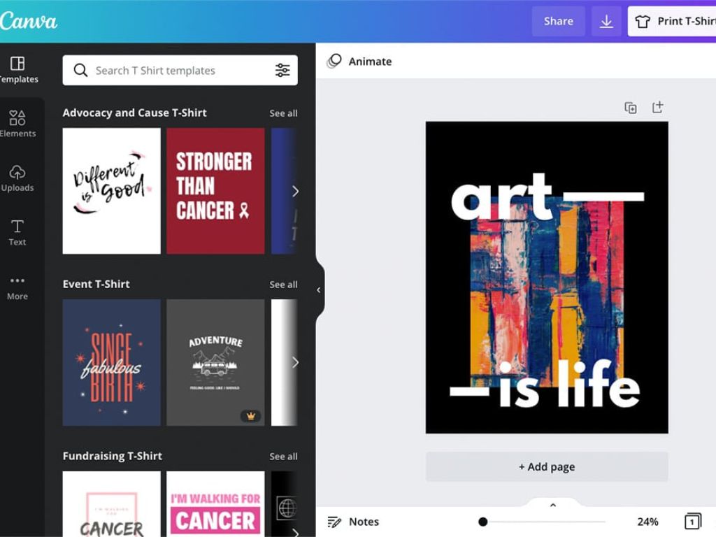 Bạn có thể sử dụng Canva trong 10 ngày học thiết kế áo thun