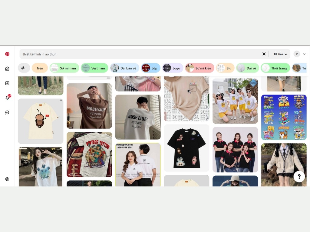 Bạn có thể tìm kiếm ý tưởng trên Pinterest khi tự thiết kế áo thun