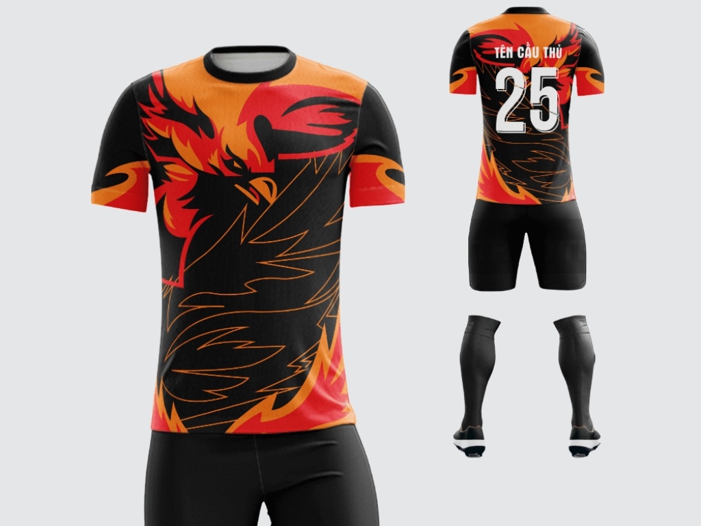 Mẫu áo bóng chuyền họa tiết linh vật thể hiện tinh thần và sức mạnh riêng