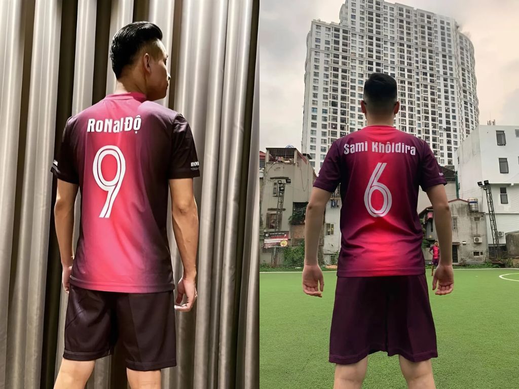 Độ Mixi đặt tên áo bóng đá hài hước bằng cách chơi chữ tên cầu thủ Ronaldo và tên của mình