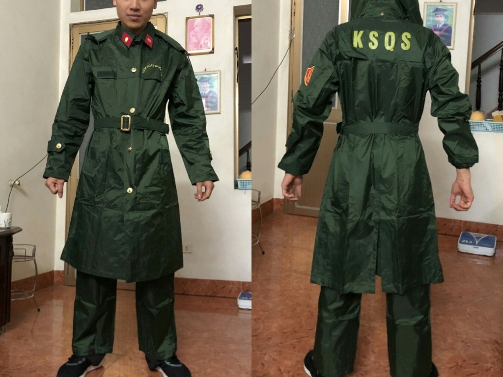 Mẫu áo mưa măng tô nam thiết kế dành riêng cho lực lượng Kiểm soát Quân sự