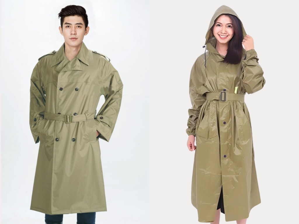 Áo mưa măng tô kết hợp giữa tính năng che mưa và yếu tố thời trang