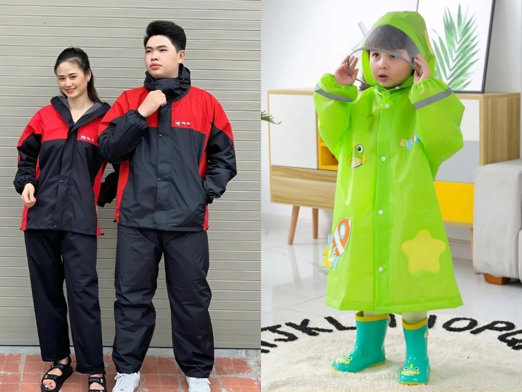 Các loại áo mưa được thiết kế riêng biệt dành cho từng nhóm đối tượng sử dụng