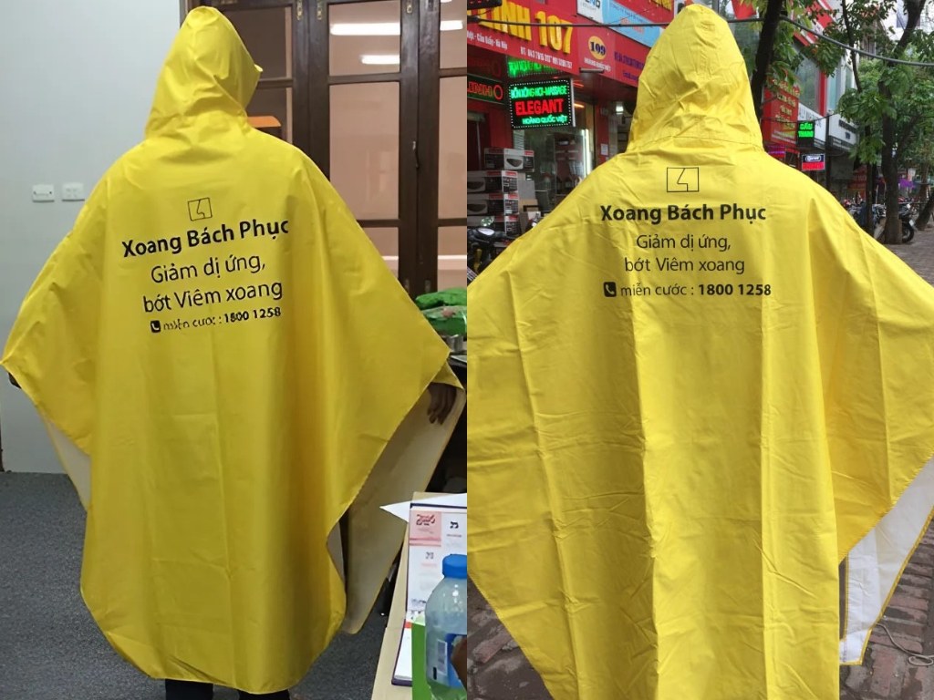 Áo mưa có bề mặt rộng lý tưởng để doanh nghiệp thể hiện thông điệp quảng cáo